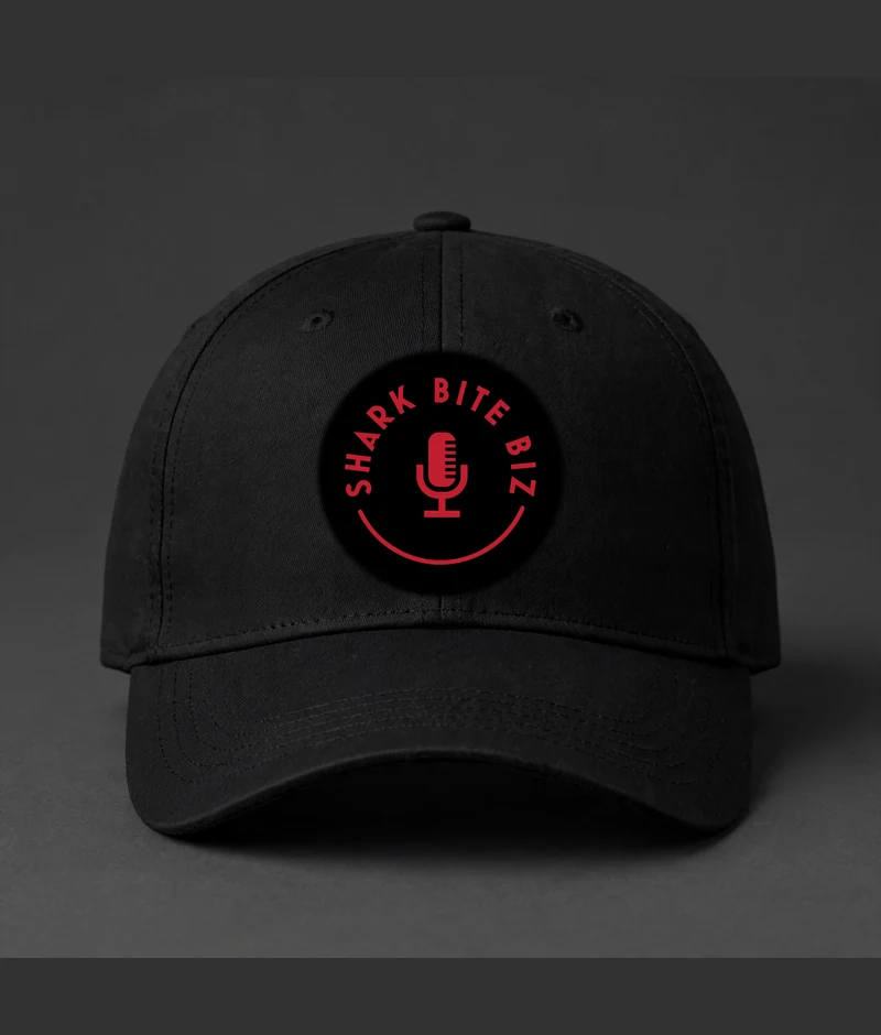Shark Bite Biz cap — black baseball cap with the official Shark Bite Biz logo on the front panel