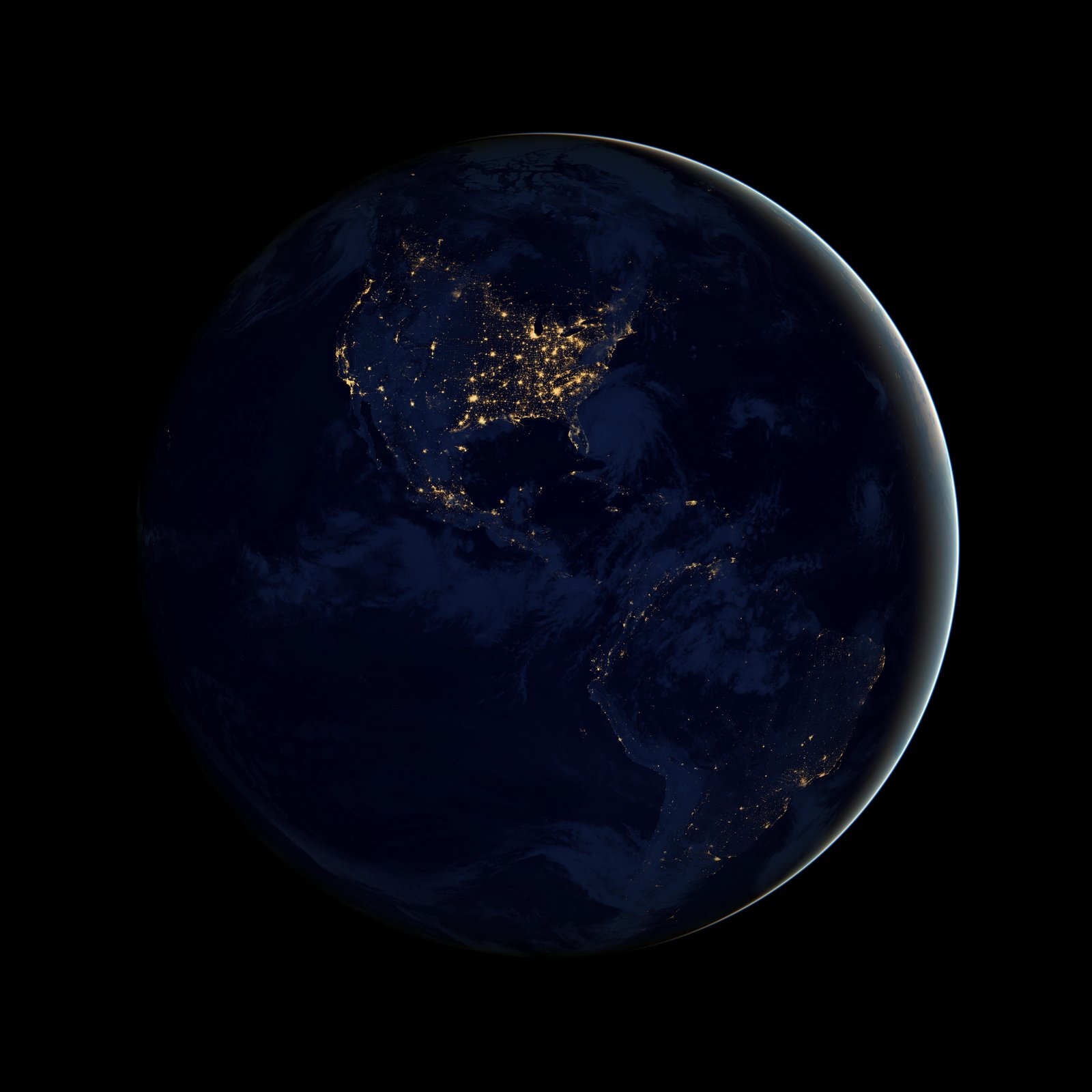 NASA Black Marble view of the Americas at night