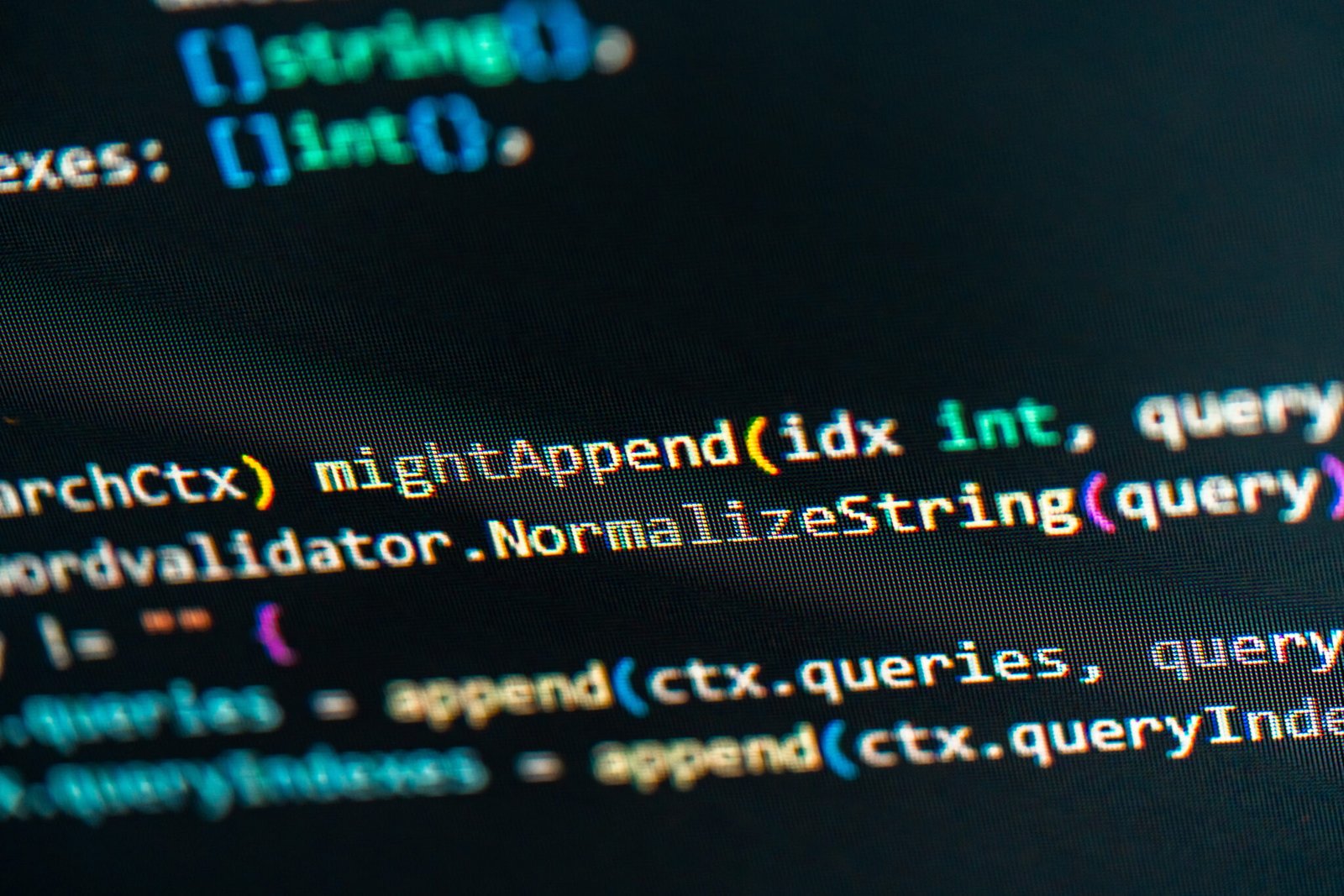 Close-up of software code on a developer’s screen