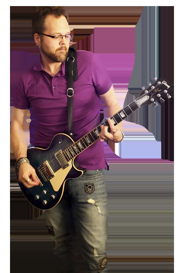 David Strausser playing his electric guitar