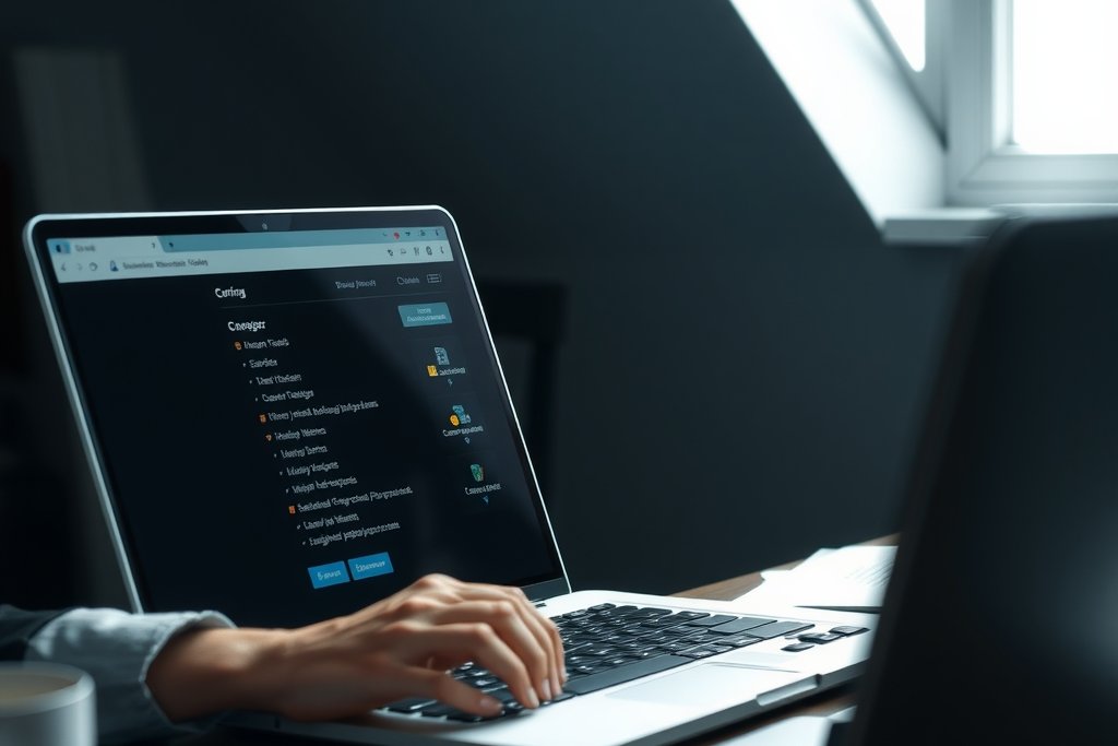 Small business owner securing laptop with password manager