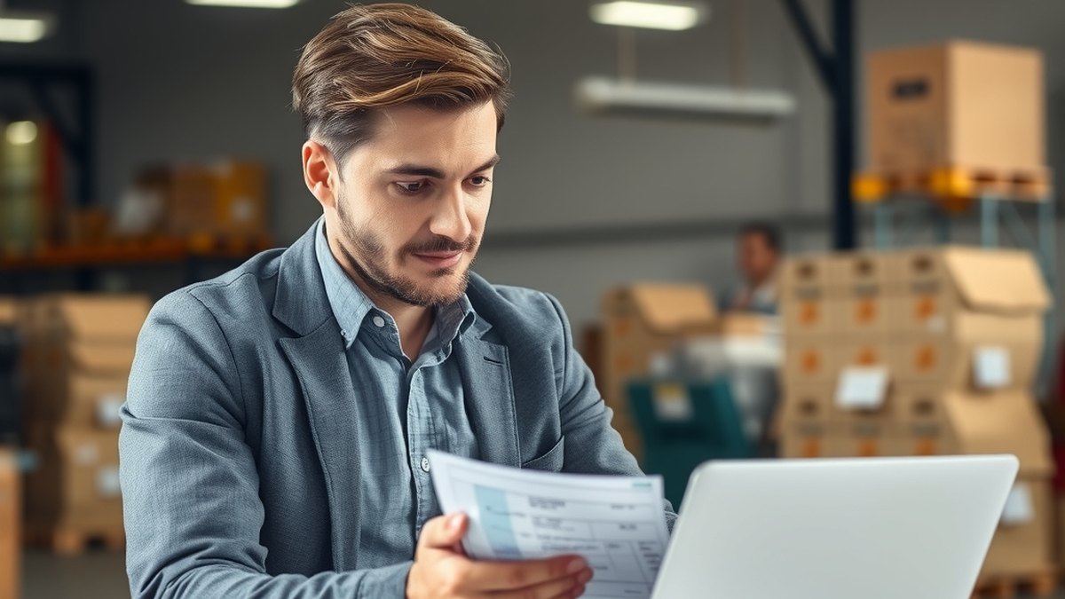 Accounts receivable manager reviewing unpaid invoices on a laptop