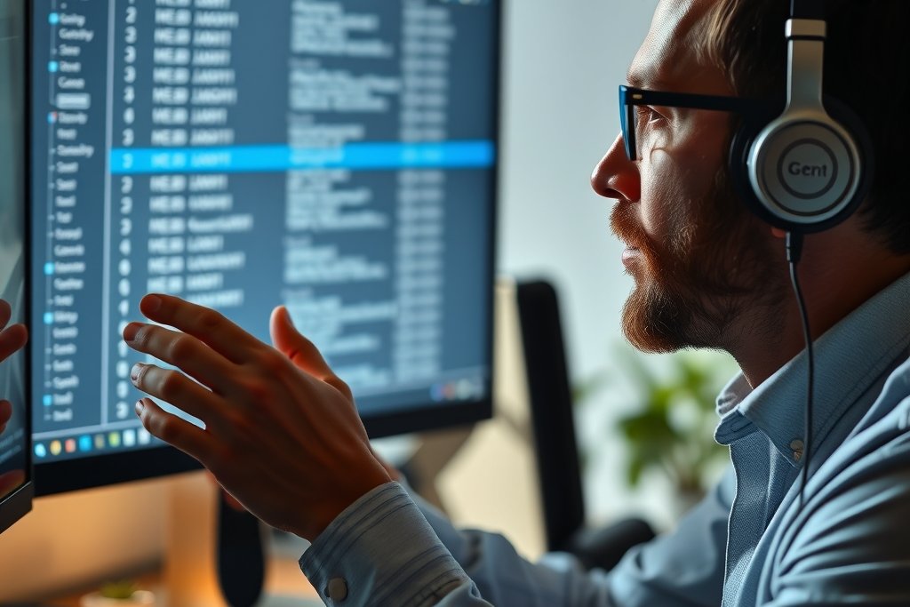 It manager reviewing user list on a monitor